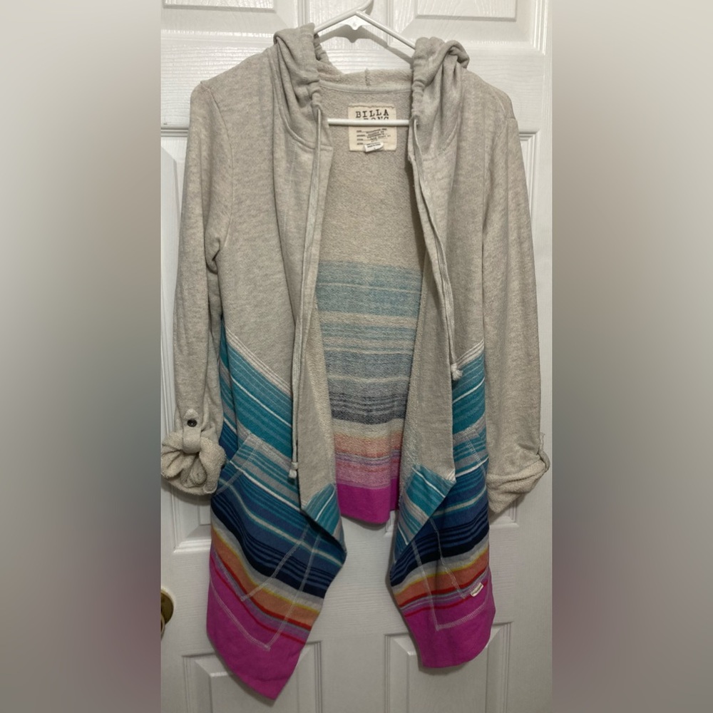 Billabong striped hooded cover up